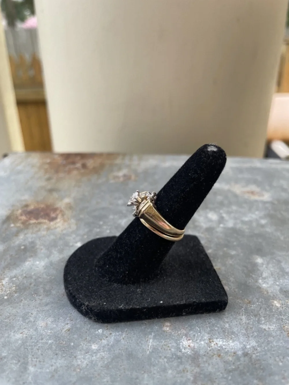 14k Gold and Diamonds ‘90s Bridal Set Puzzle Stack Set, 5.41 g, Size 3.5-4 - Picture 9 of 10